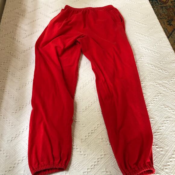 VTG 90s Russel Athletics Sweatpants M Red Lightweight 100% Cotton Pockets USA - Picture 5 of 10